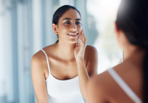 woman after salmon sperm facial in Arlington